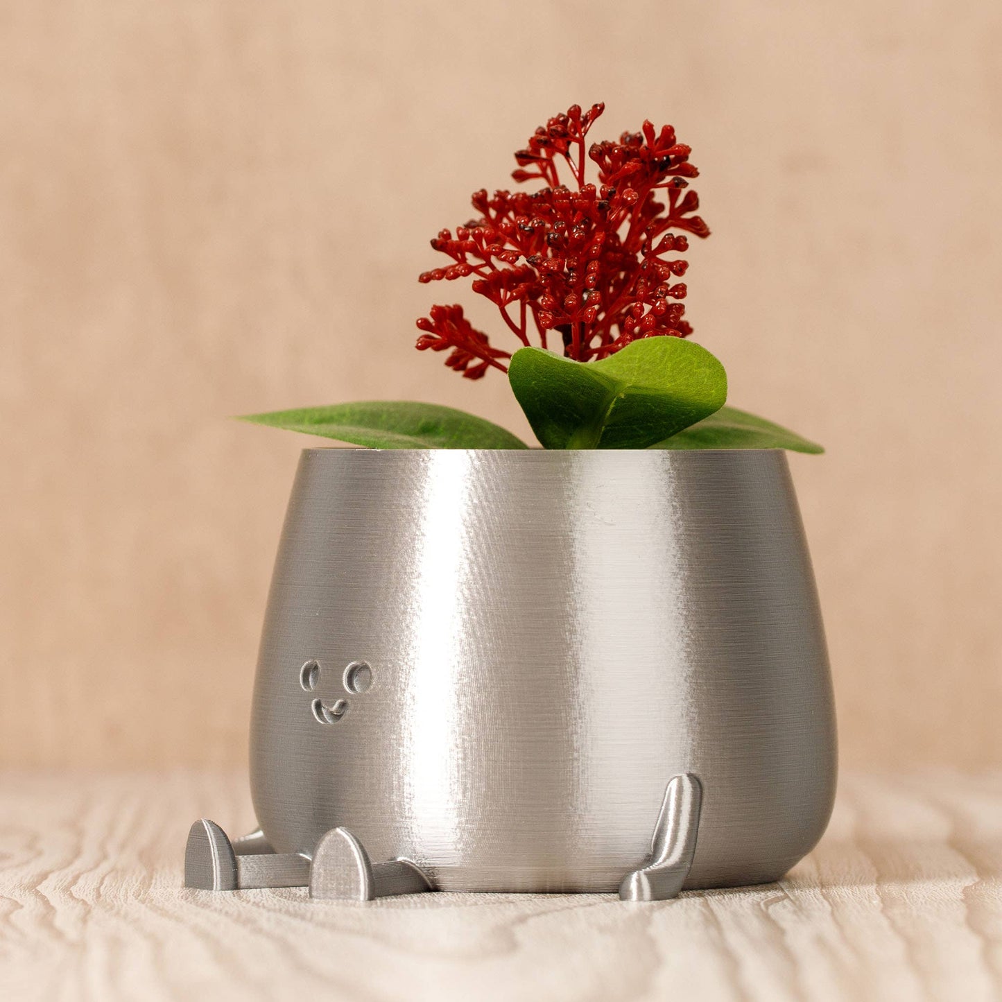 HAPPY POT SILVER | 3D-printed flowerpot