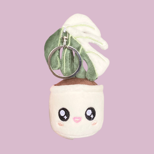 MONSTERA DELICIOSA ALBO VARIEGATA | Porte-clés plante en tissu