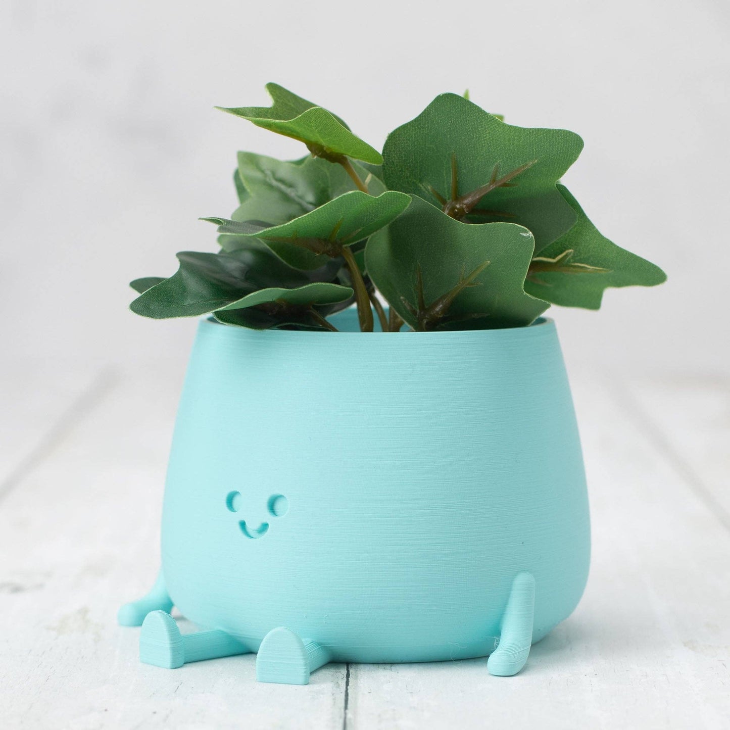HAPPY POT LIGHT BLUE | 3D-printed flowerpot