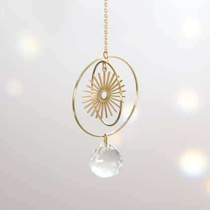 BLISS | Handgemachter Suncatcher mit Glaskristall & goldener Sonne