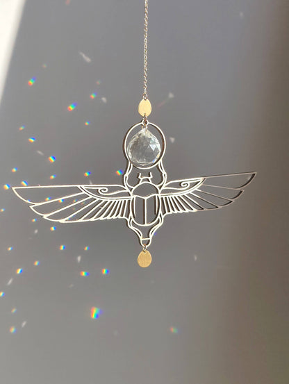 KHEPRI | Handmade suncatcher with glass crystal &amp; wooden design
