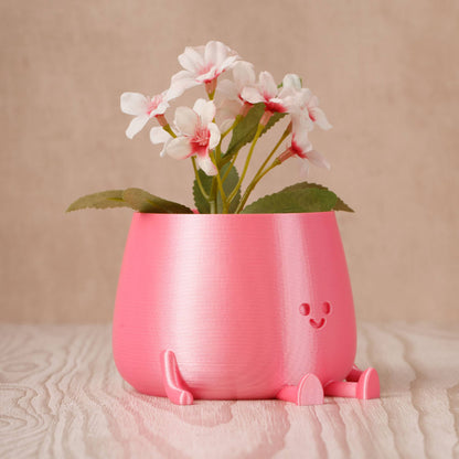 HAPPY POT SILK PINK | 3D-printed flowerpot
