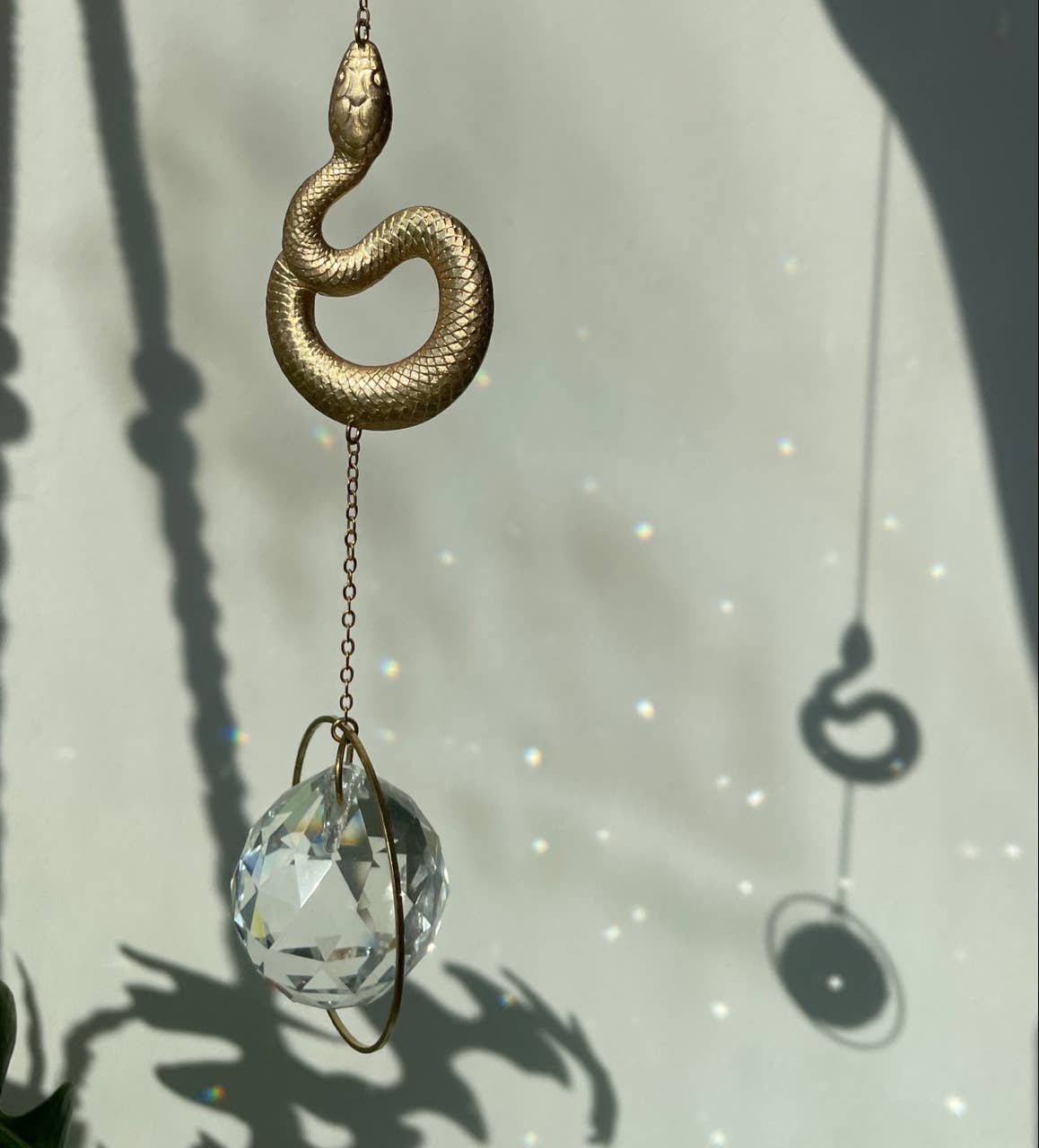 SLYTHERIN | Handmade suncatcher with glass crystal &amp; golden snake