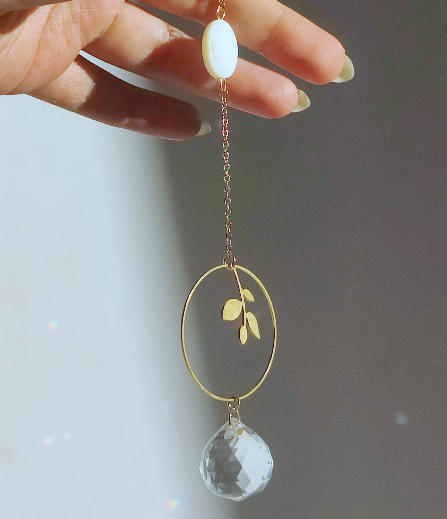 HERA | Handmade suncatcher with glass crystal &amp; mother of pearl