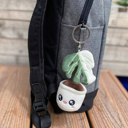 MONSTERA DELICIOSA ALBO VARIEGATA | Porte-clés plante en tissu