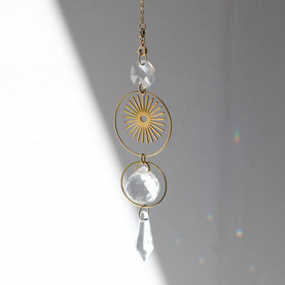 LEVER DE SOLEIL | Attrape-soleil fait main avec cristal de verre et soleil doré
