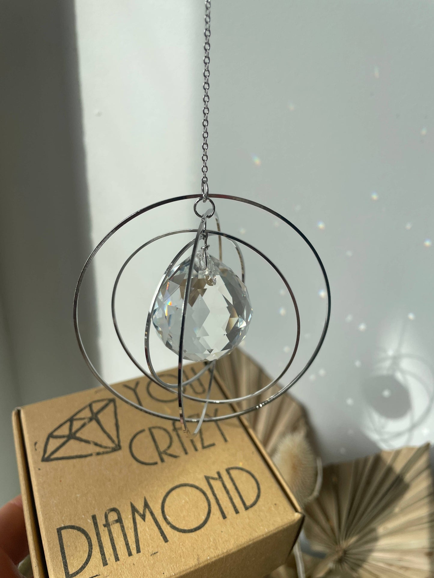 CIRCLES | Silberner handgemachter Suncatcher mit Glaskristall