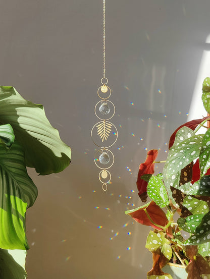 GAÏA | Handmade suncatcher with glass crystals &amp; golden leaf