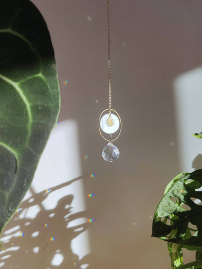 SOLAR | Handmade suncatcher made of glass crystal &amp; mother of pearl