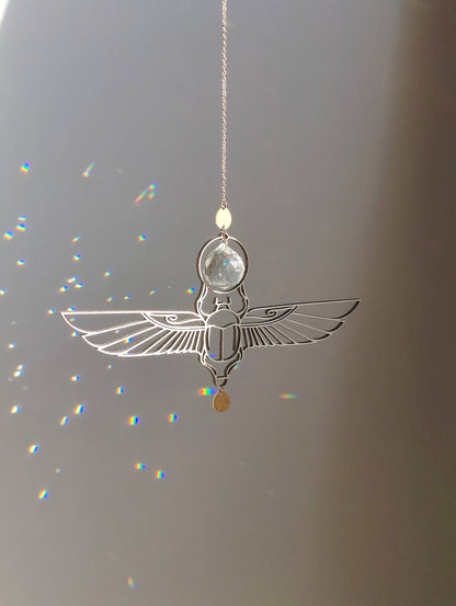 KHEPRI | Handmade suncatcher with glass crystal &amp; wooden design