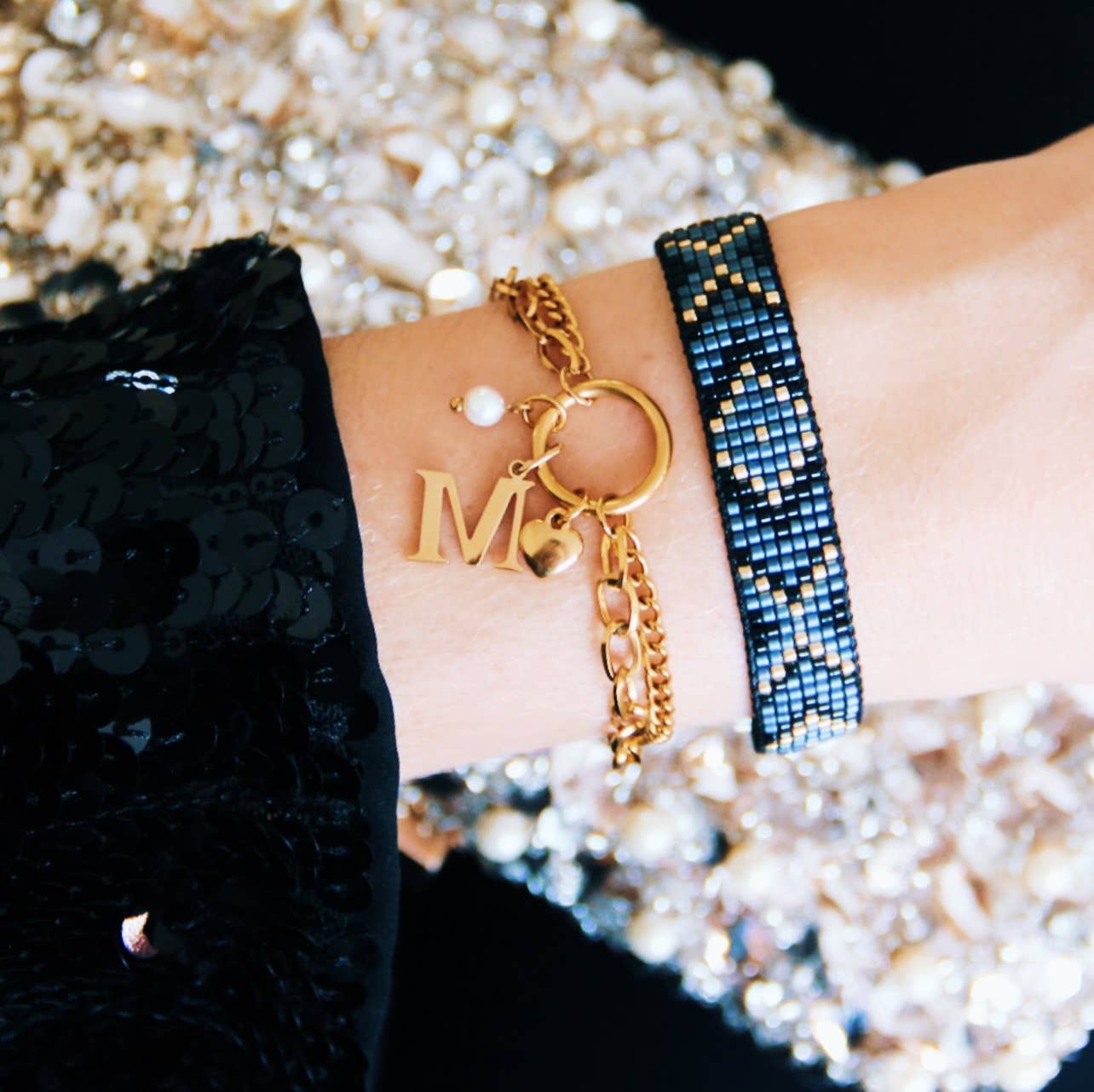 LOVELY | Doppelglied Armband mit Herz in Gold