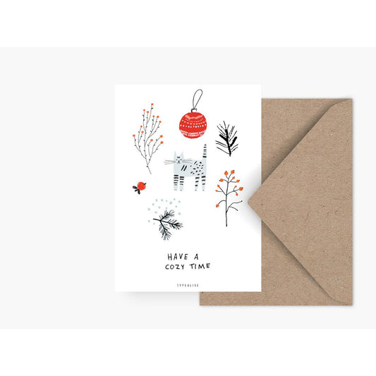 COZY TIME | Weihnachtliche Katzen Postkarte