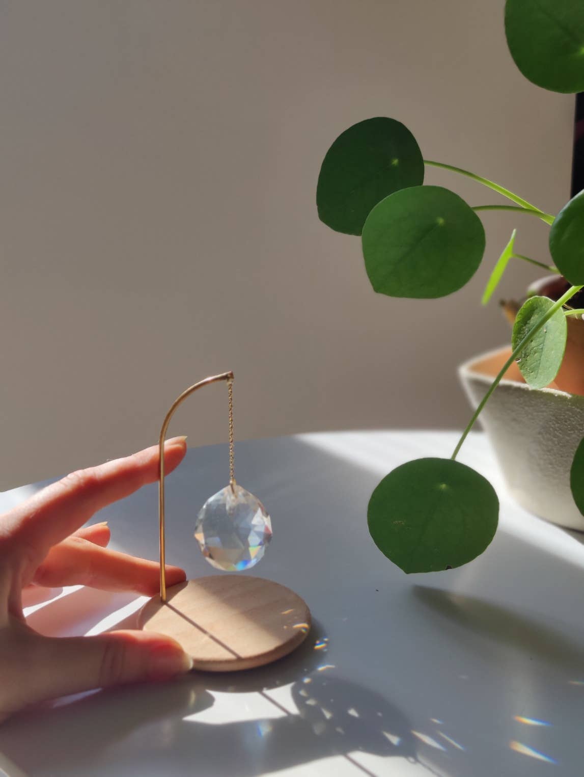 PENDULUM | Handmade Feng Shui suncatcher with glass crystal, standing