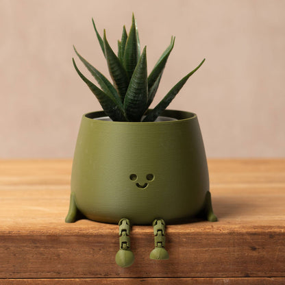 HAPPY POT MATTE GREEN | Flowerpot with feet from the 3D printer