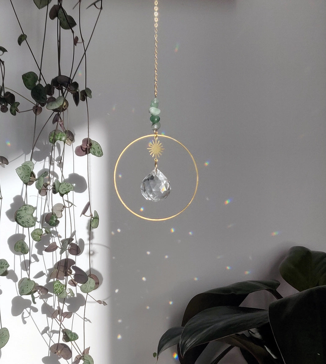 DOLCE GEMSTONE | Handgemachter Suncatcher mit Glaskristall & Edelsteinen