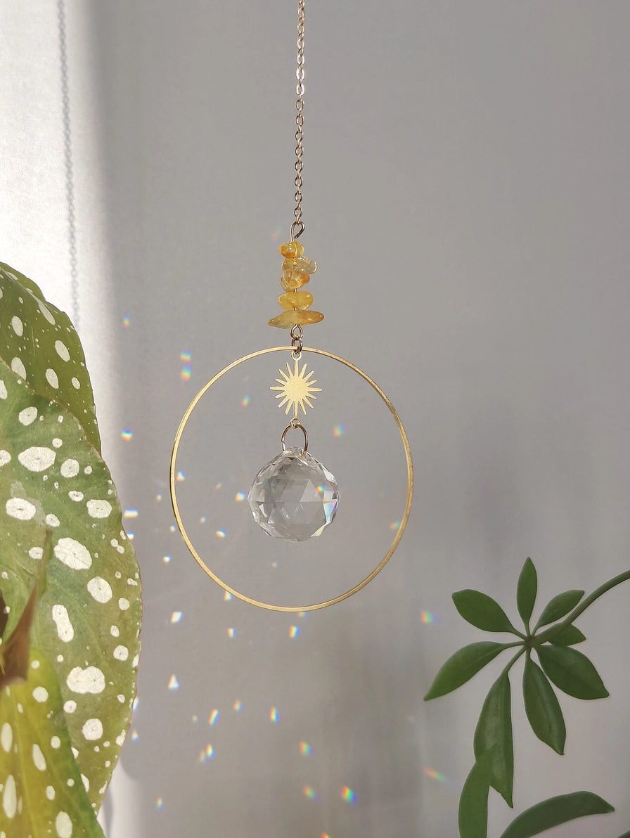 DOLCE GEMSTONE | Handgemachter Suncatcher mit Glaskristall & Edelsteinen