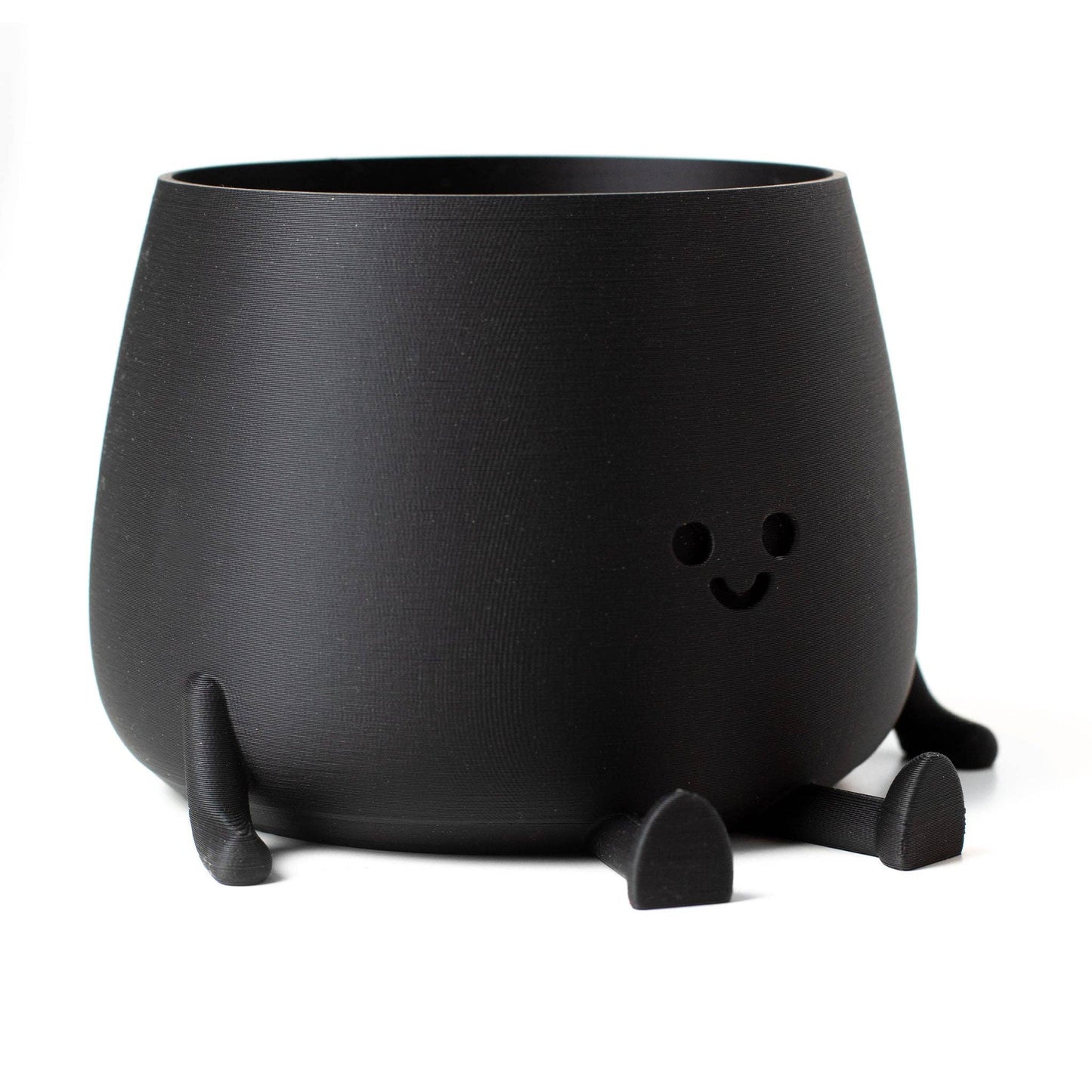 HAPPY POT MATTE BLACK | 3D-printed flowerpot
