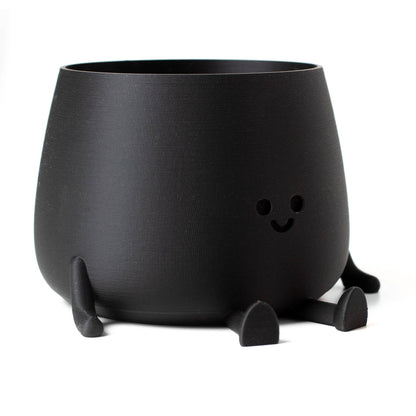 HAPPY POT MATTE BLACK | 3D-printed flowerpot
