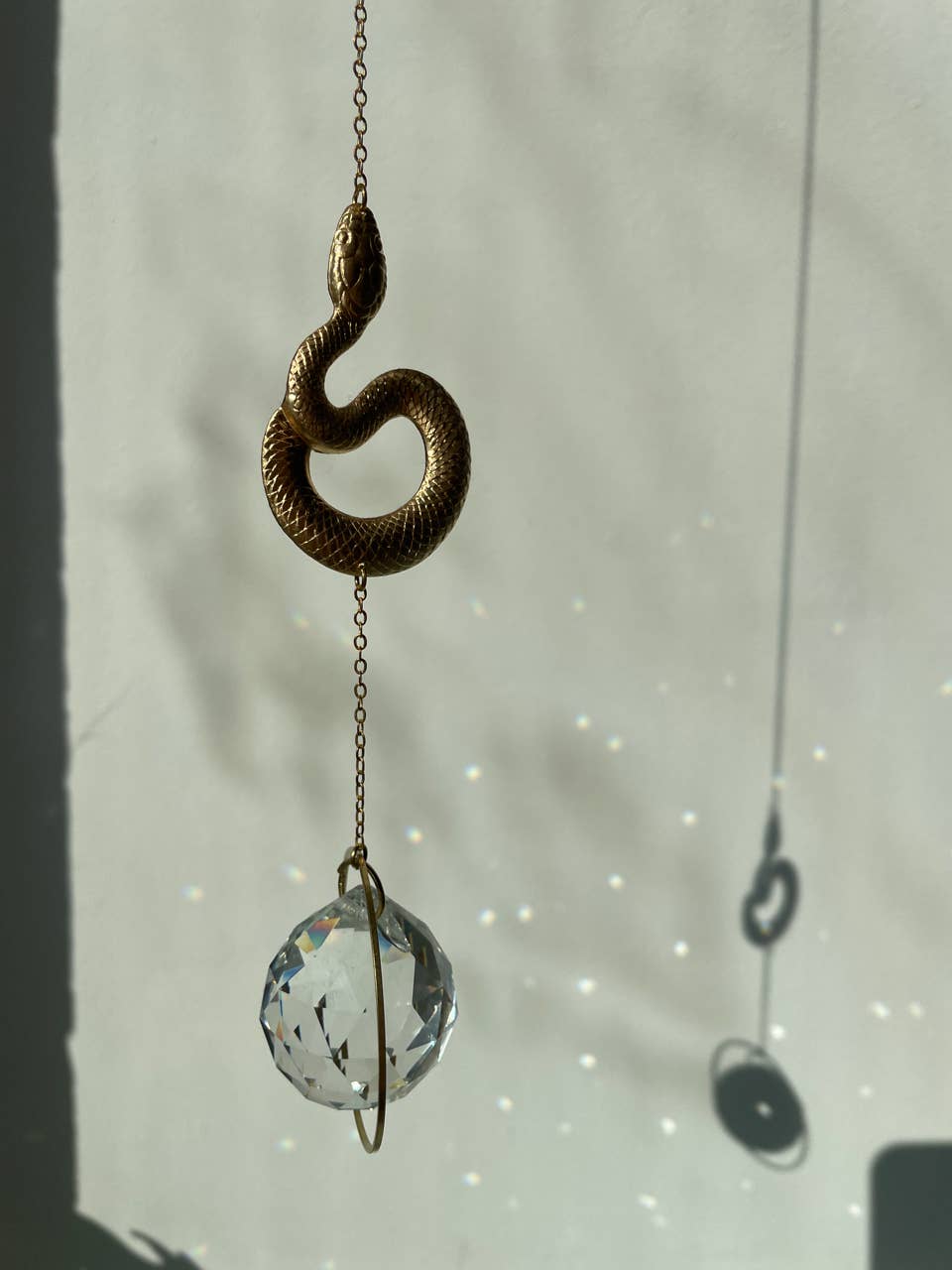 SLYTHERIN | Handmade suncatcher with glass crystal &amp; golden snake