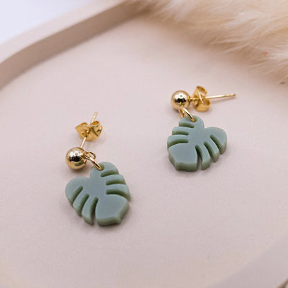 MONSTERA OHRRINGE ACRYL GREEN | GOLD