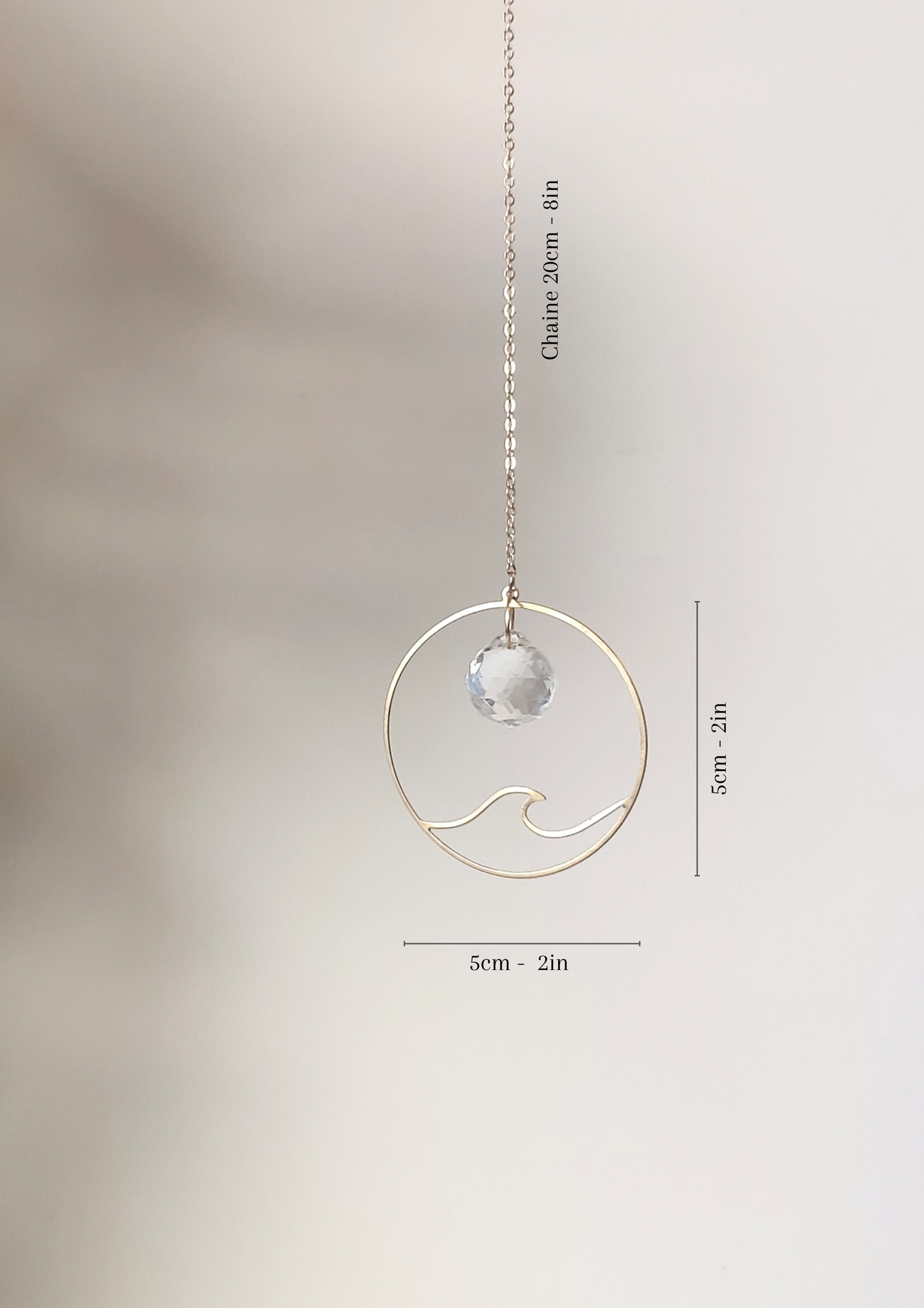 WAVE | Handmade suncatcher with glass crystal &amp; golden wave