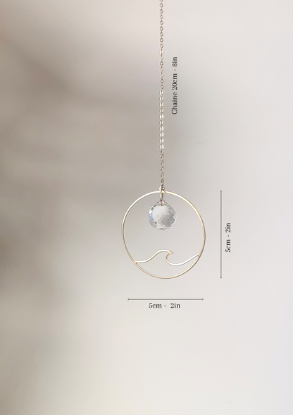 WAVE | Handmade suncatcher with glass crystal &amp; golden wave