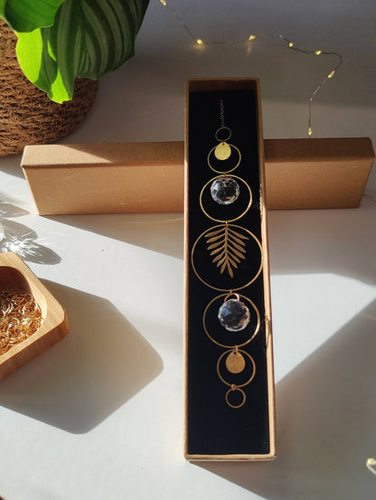 GAÏA | Handmade suncatcher with glass crystals &amp; golden leaf