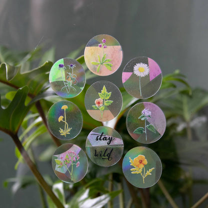 8 MINI WILDBLUMEN STICKER | Suncatcher Sticker für Regenbögen