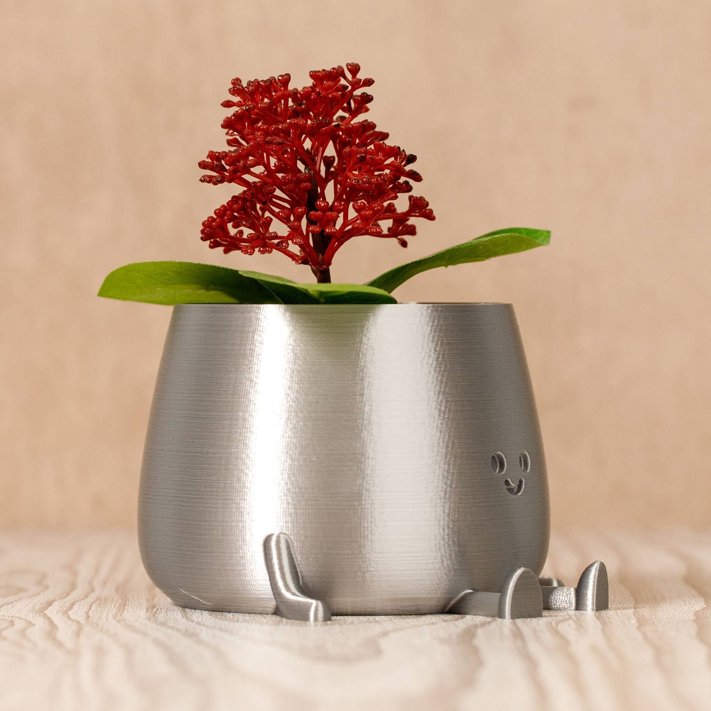 HAPPY POT SILVER | 3D-printed flowerpot