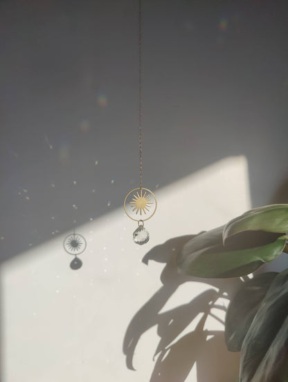 HELIOS | Handmade suncatcher with glass crystal &amp; golden sun