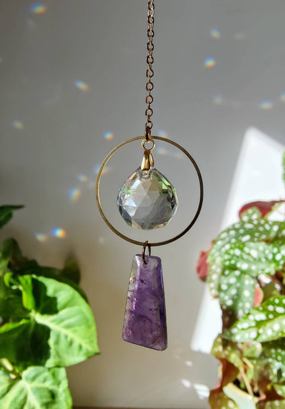 DIVINE GEMSTONE | Handmade suncatcher with glass crystal &amp; gemstone