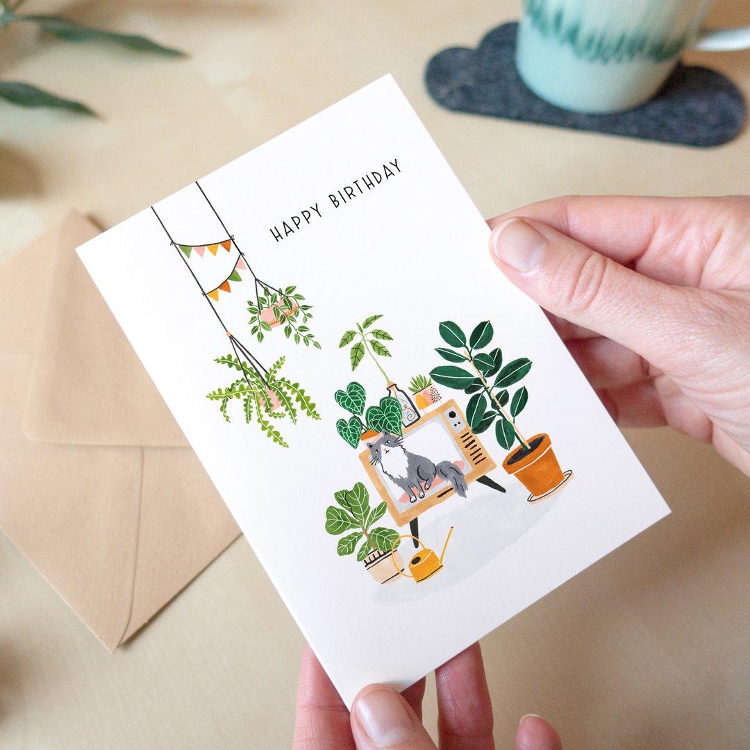 HAPPY BIRTHDAY CATS & PLANTS | GRUßKARTE
