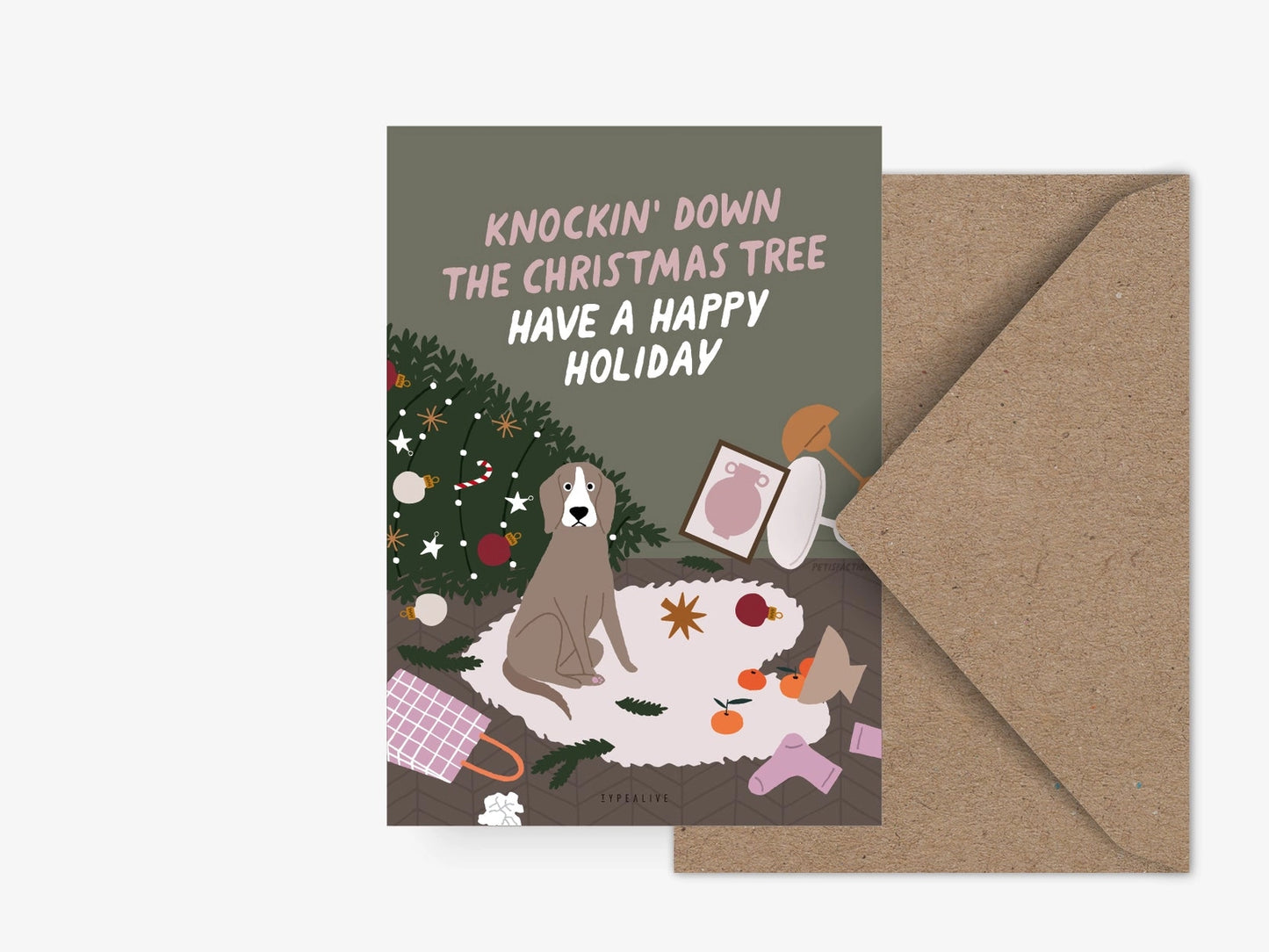 KNOCKIN DOWN | Weihnachtliche Hunde Postkarte