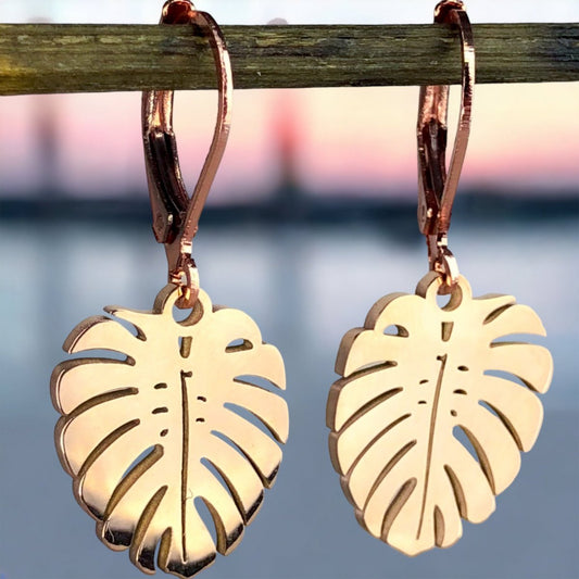 MONSTERA CLASSY EARRINGS | ROSE GOLD