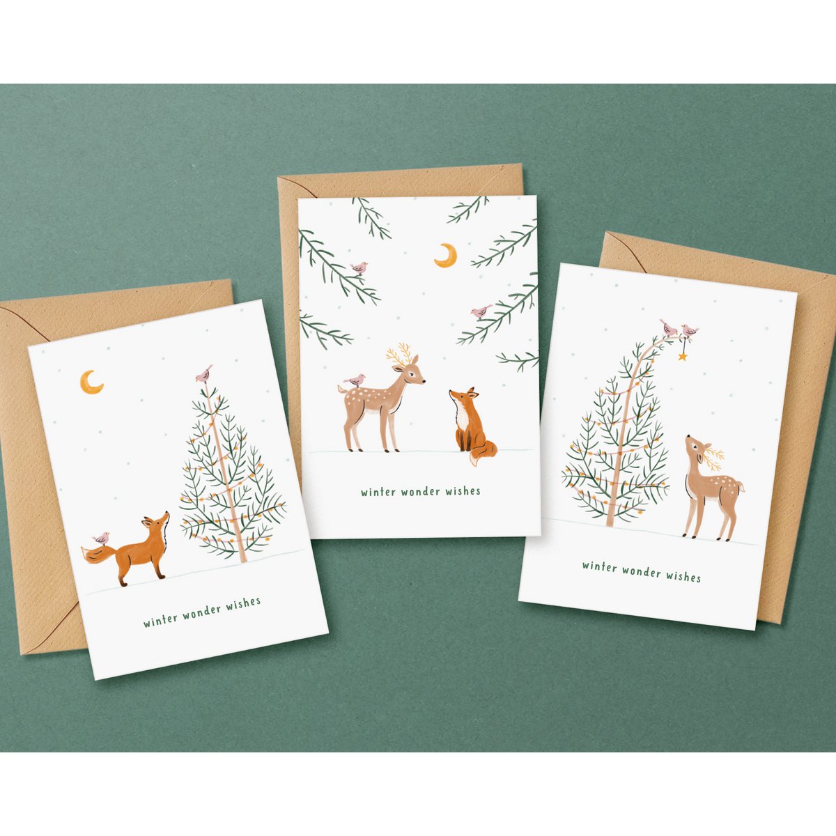 WINTERFREUNDE | Weihnachtliche Grußkarten einzeln oder im 3er Set